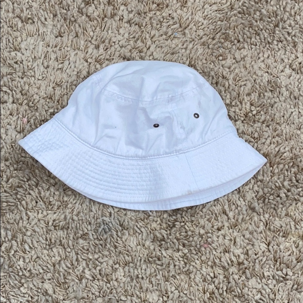 white bucket hat